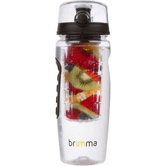 Wasserflasche mit Fruchtaufguss, 940 ml, groß, auslaufsicher, Kunststoff, Wasserflasche mit Fruchtaufguss, für Fitnessstudio, Camping und Reisen