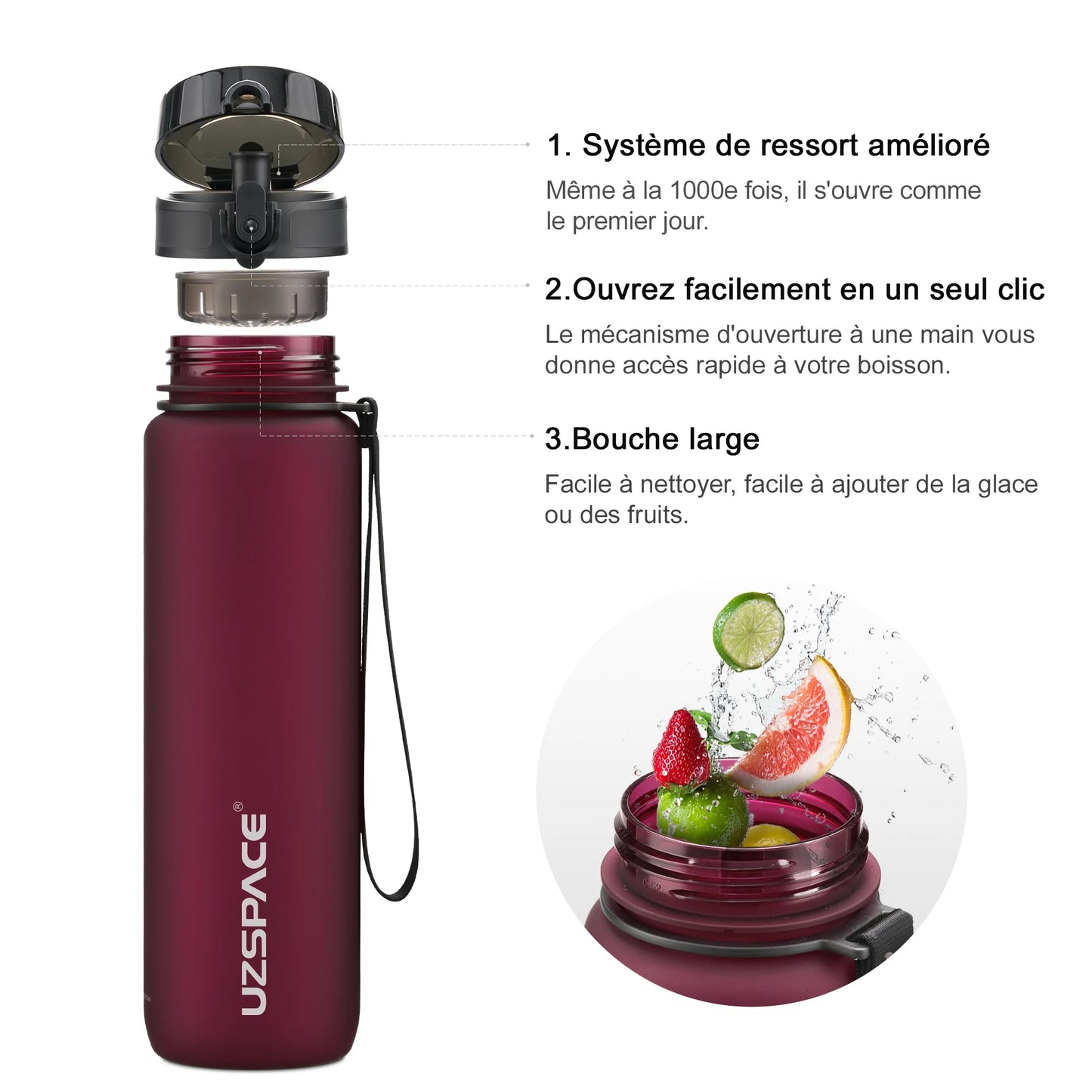 500/800/1000 ml Sportwasserflasche, tragbar, auslaufsicher, Shaker, Trinkgeschirr, Outdoor-Tour, Fitnessstudio, Fitnessbecher, Tritan-Kunststoffkrüge, BPA-frei