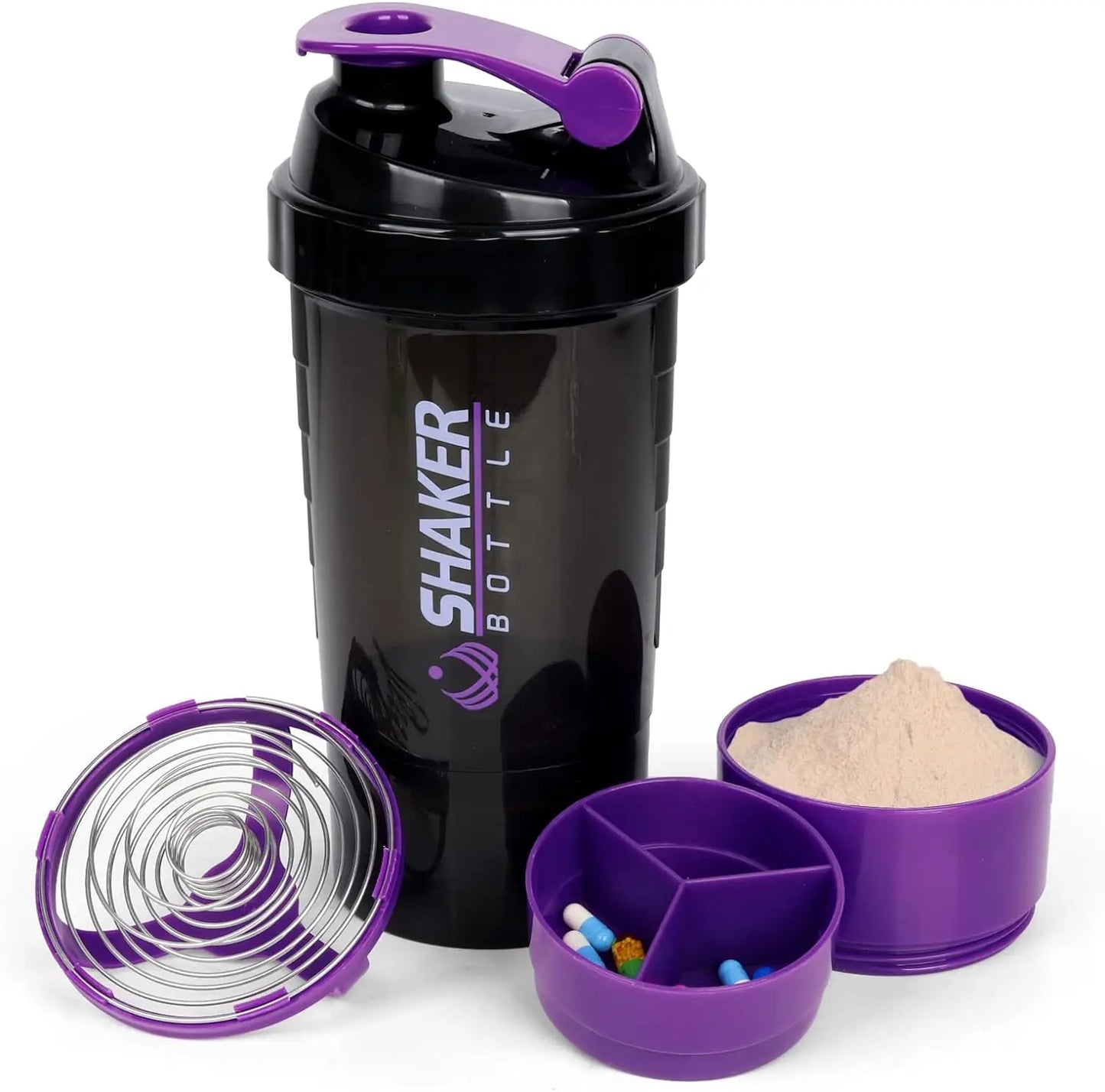 16OZ Protein-Shaker-Flaschen Tragbarer Sport-Fitness-Wasserbecher Mixpulver Shake-Becher Auslaufsicherer Milchshake-Rührkessel