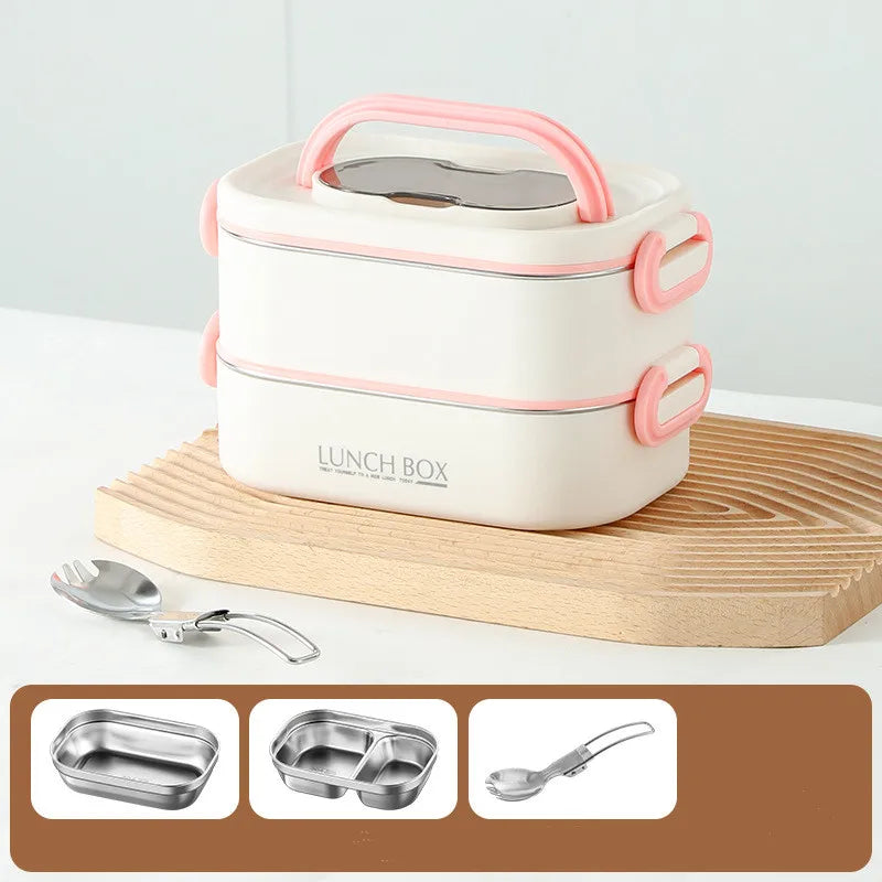 1500ml Double Layers Stainless Steel 304 Thermal Lunch Box With Insulation Bag Leak-Proof Bento Box Adult Student Food Container