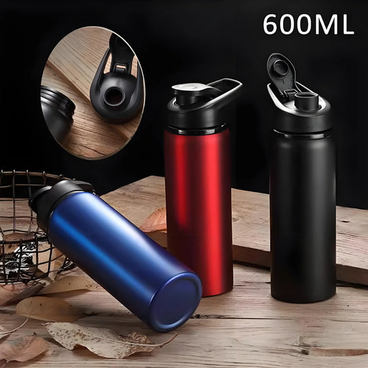 600ml Large Capacity Stainless Steel Sports Water Bottle for Outdoors Camping Cycling My Leak-proof Bike Travel Bottle