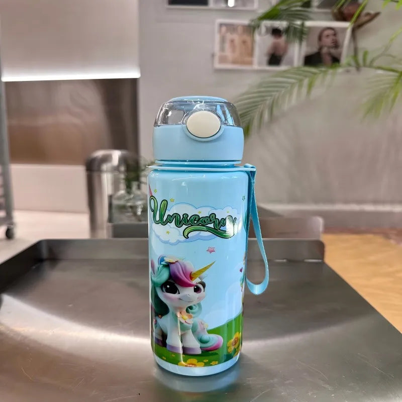 700ML large capacity cartoon cute plastic portable cup leakproof portable rope straw cup water cup door latch outdoor traveling