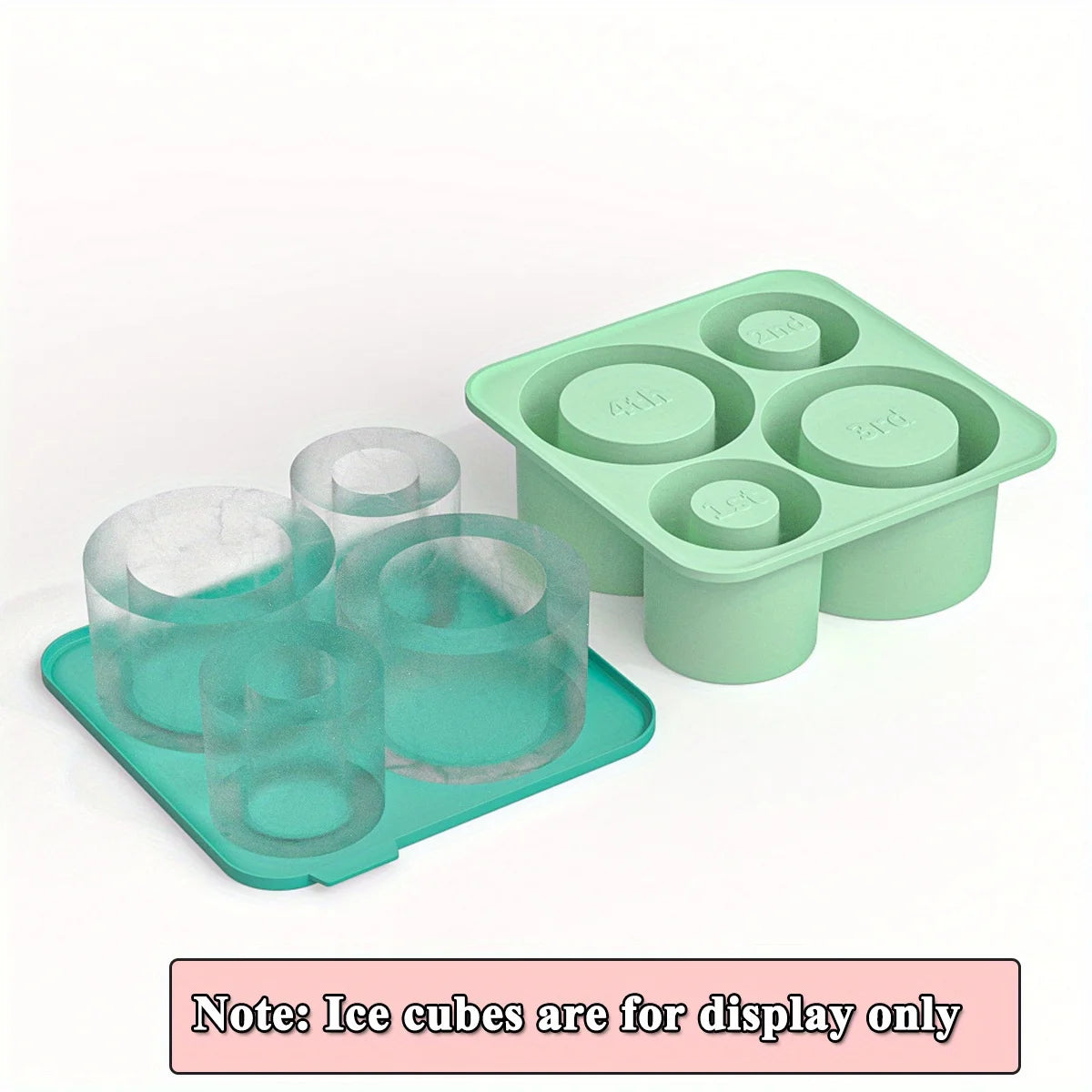 Tumbler Ice Tray for 20oz 30oz 40oz Stanley Accessories 4Pcs Silicone Cylinder BPA-Free Ice Mold with Bin and Lid for Freeze