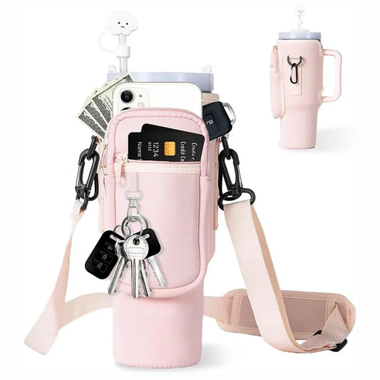 40oz Wasserflaschenhülle Tasche mit verstellbaren Trägern Neopren Wasserbeutelhalter Flaschentragetasche für Stanley Quencher Cup