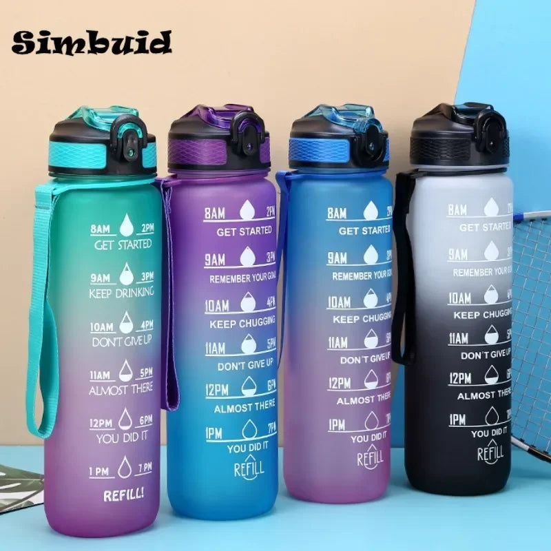 1 Liter Large Capacity Sports Water Bottle Leak Proof Colorful Plastic Cup Drinking Outdoor Travel Portable Gym Fitness Jugs