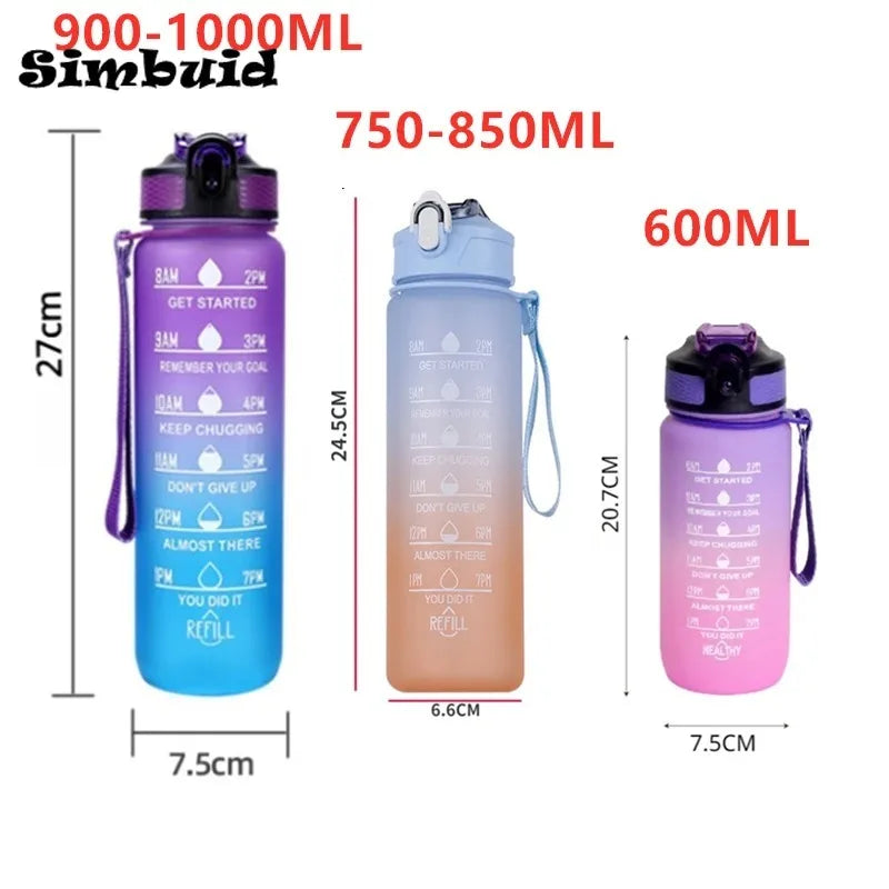 600ML Sports Water Bottle with Time Marker Leak-proof Cup Motivational Portable Water bottle for Outdoor Sport Fitness