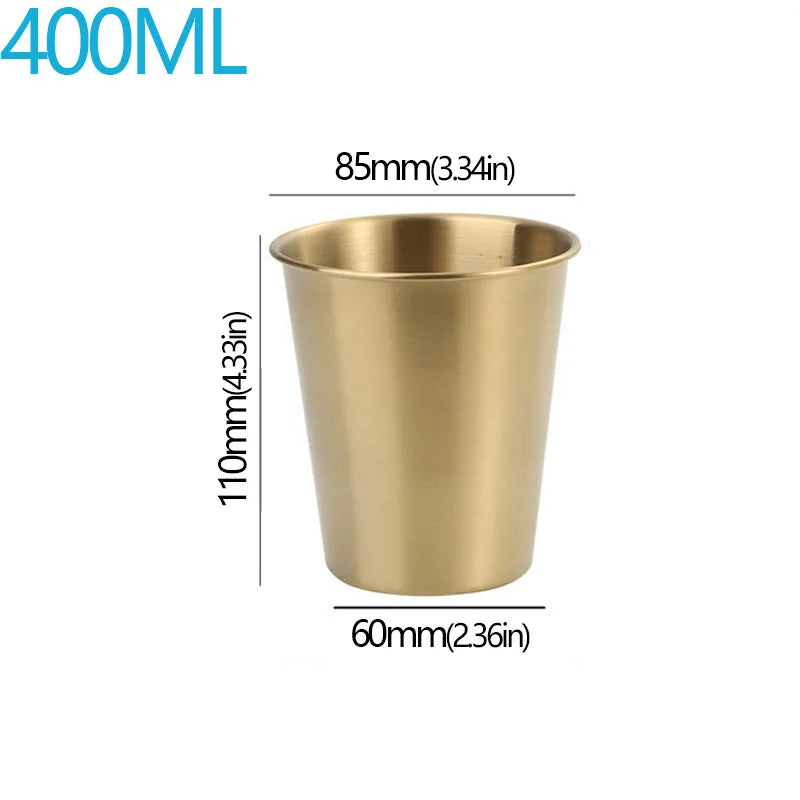 Stainless Steel Metal Cup Beer Cups Household Office Bar Wine Glass Coffee Tumbler Travel Camping Mugs Tea Mug Set Outdoor - Gabriel