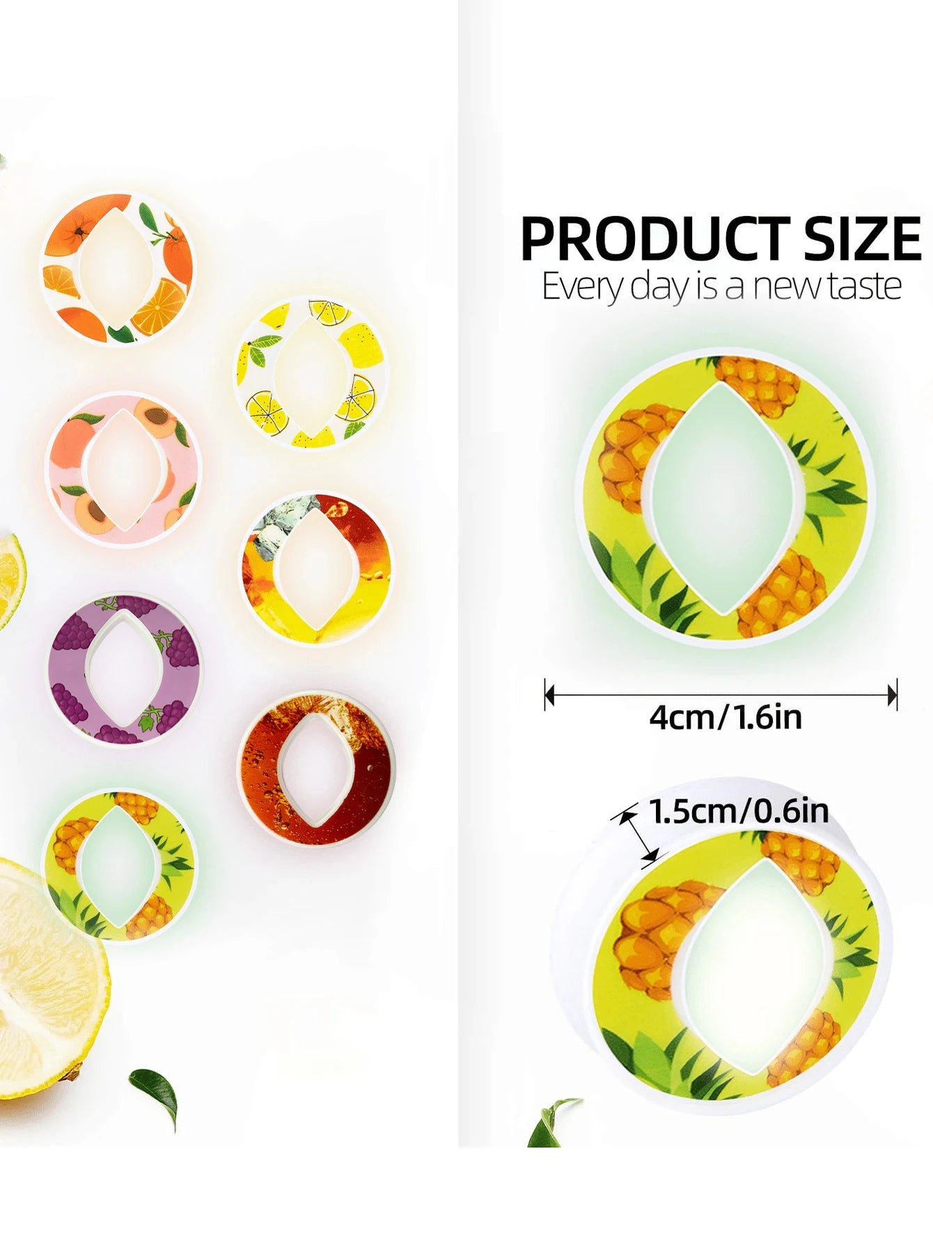 1/3/5/7PC Oval Fruit Drink Flavor Pod Creative 0 Sugar 0 Calorie Flavor Ring For Plastic Water Bottles Sports Water Cups Tool