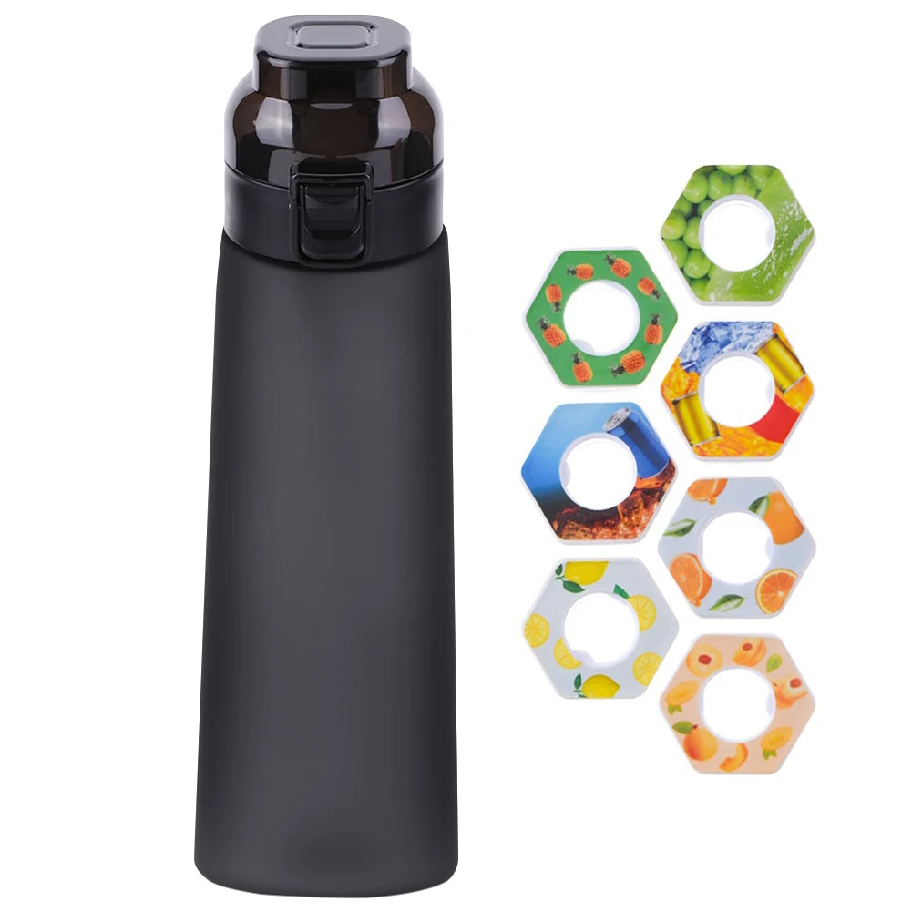 650 ml/22 oz Sportwasserflasche mit 7 Aromakapseln, duftender, auslaufsicherer Wasserbecher mit Fruchtgeschmack und Strohhalm für Outdoor-Aktivitäten im Fitnessstudio