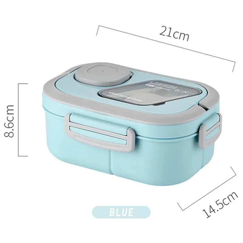 Portable Lunch Box Compartment Wheat Straw Bento Carrying Handle Box Reusable Tableware Containers Meal Snack Food Containers 라면