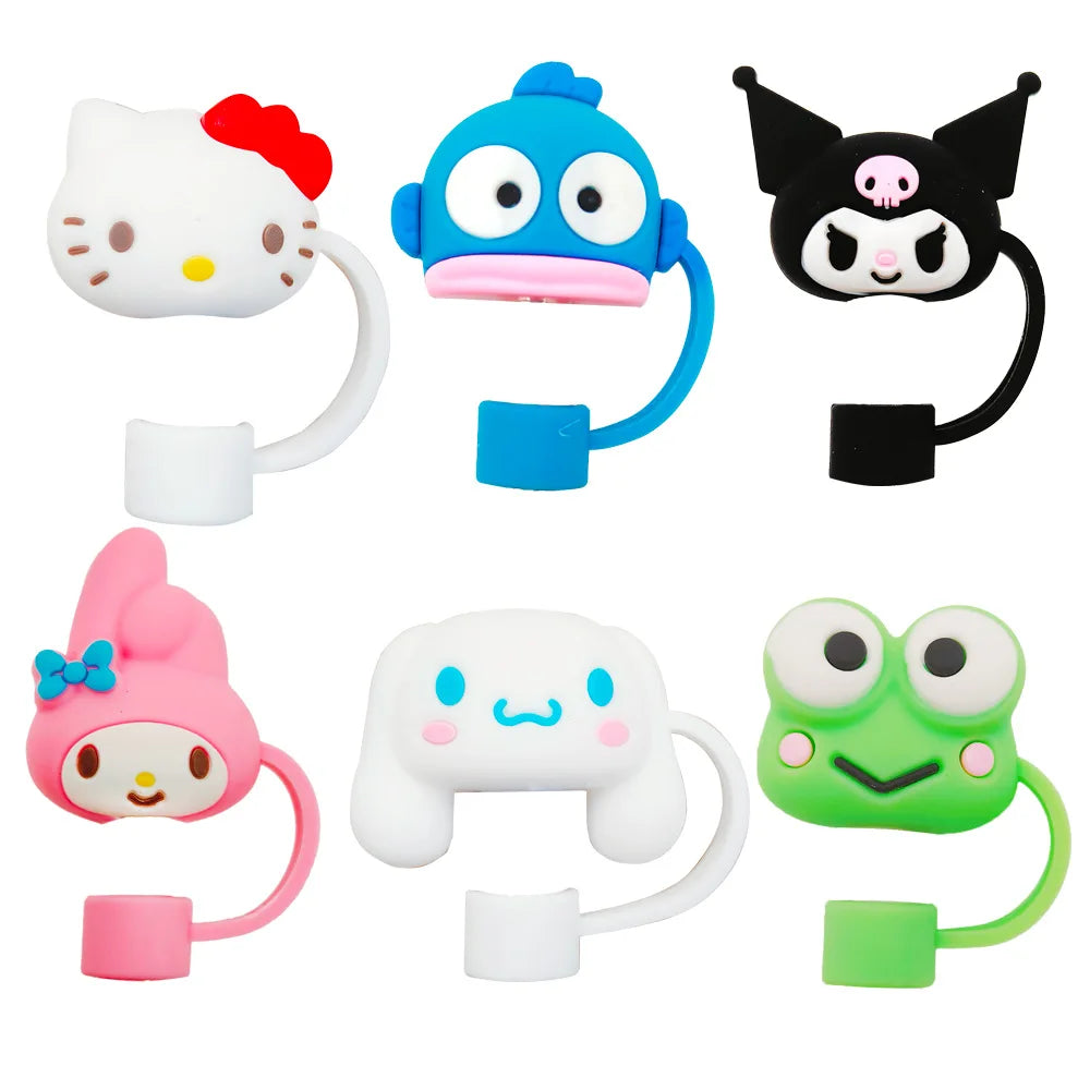 Sanrio Silicone Sealing Straw Plug Cute Hello Kitty Reusable Drinking Dust Cap Plugs Tips Cover Suit Cup Cartoon DIY Accessories