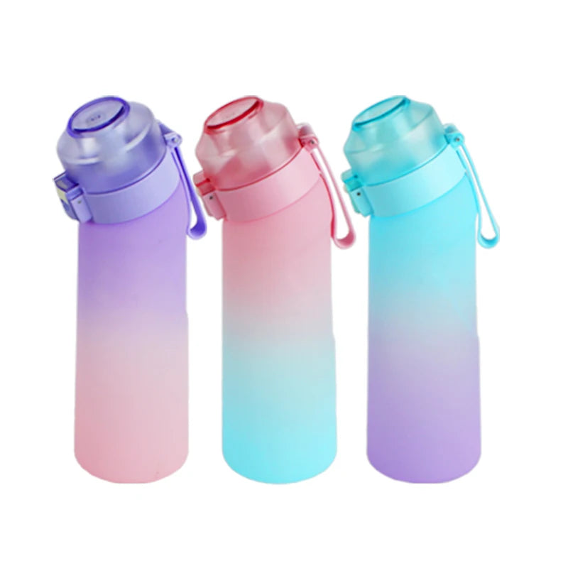 LUSQI Air Flavored Water Bottle With 7 Flavor Ring Sports Fashion Straw Tritan Plastic Cup Suitable for Outdoor Sports Fitness