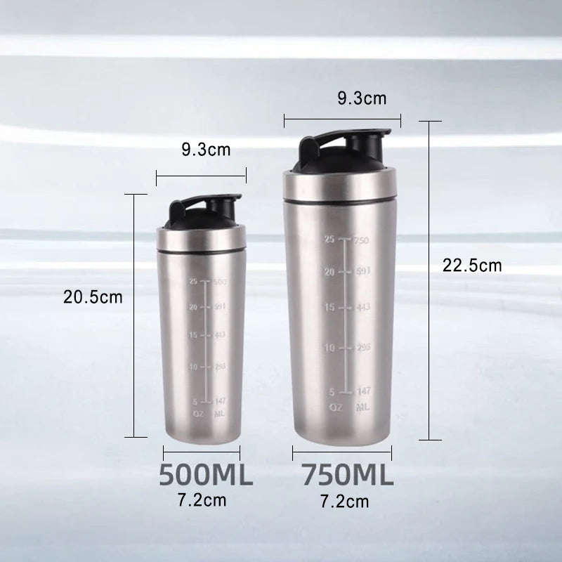 Stainless steel Shaker Bottle Portable protein powder shaker cup Sport Mug Leak Proof Outdoor Fitness Whey Shakes Cup with Scale