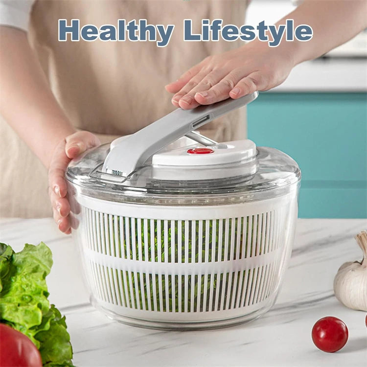 LMETJMA 3L Salad Spinner Large Salad Sowl With Lid One-handed Easy Press Salad Spinner Washer Dryer Drainer Mixer JT249