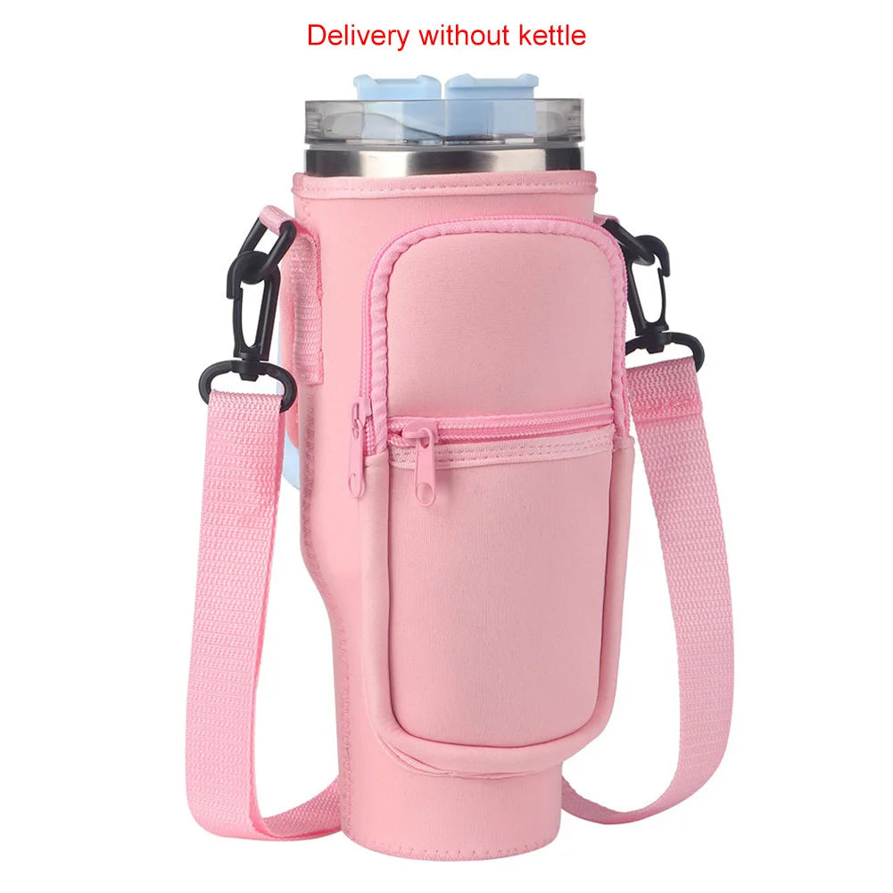 Portable Water Bottle Carrier Bag with Phone Pocket for Stanley 40oz Tumbler with Handle Neoprene Water Bottle Holder Pouch