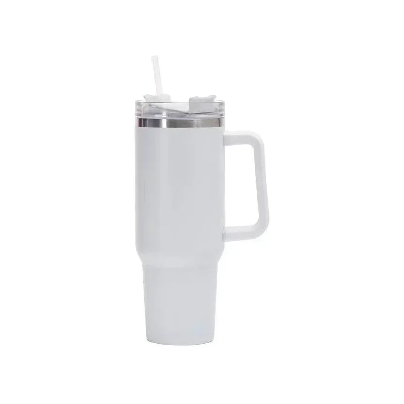 40oz Edelstahl-Wasserflasche mit Griffdeckel Stroh Vakuum-Thermosbecher Auto Kaffeebecher personalisierter Becher