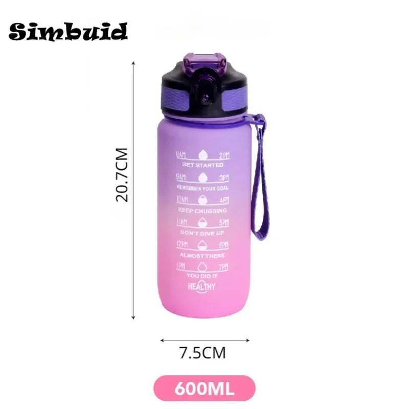 600ML Sports Water Bottle with Time Marker Leak-proof Cup Motivational Portable Water bottle for Outdoor Sport Fitness