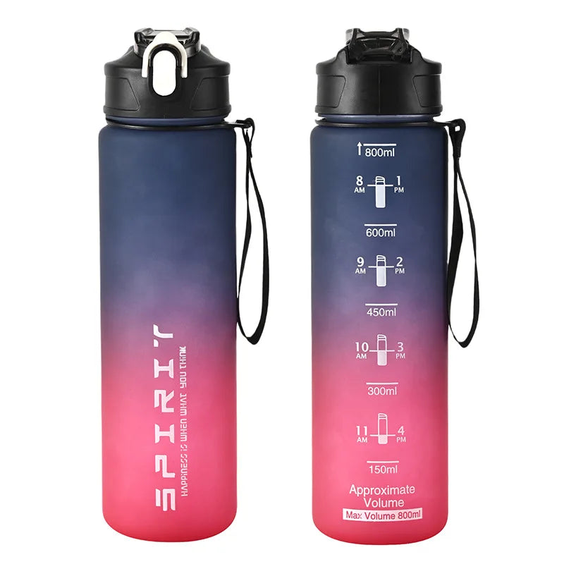 1PCS 800ML Large Capacity Sports Water Bottle Leak Proof Colorful Plastic Cup Drinking Outdoor Travel Portable Gym Fitness Jugs