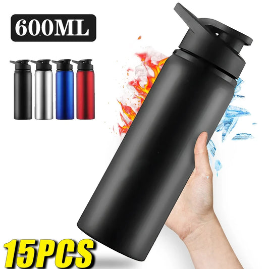 1-15PCS Portable Stainless Steel Bicycle Water Bottle Straight Drinking Outdoors Sports Travel Kettle Metal Water Bottle