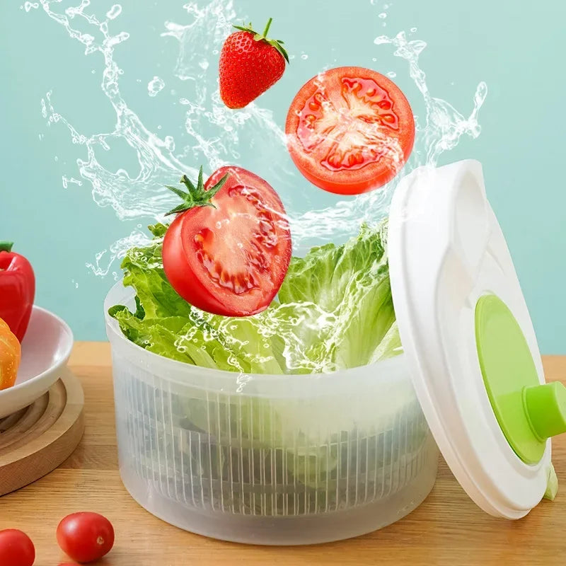 Salad Spinner for Leafy Vegetables, Lettuce Washer & Dryer, Kitchen Greens Drainer Strainer Crisper Tool