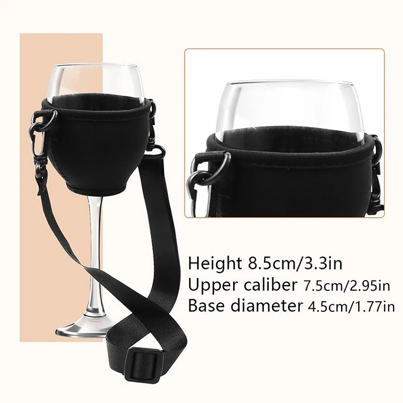 4Pcs/set Neoprene Lanyard Goblet Sleeve Champagne Glass Cover Wine Cup Holder Protective Bag Adjustable Neck Strap