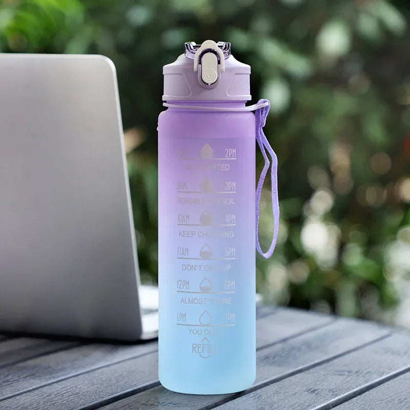 1 Liter Large Capacity Sports Water Bottle Leak Proof Colorful Plastic Cup Drinking Outdoor Travel Portable Gym Fitness Jugs