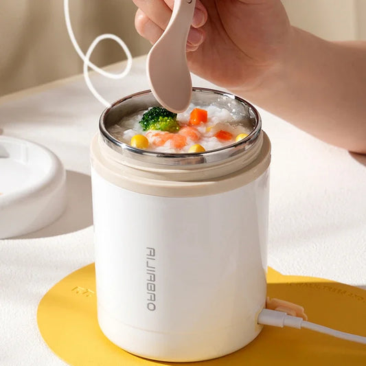 600ML USB Electric Heating Lunch Box Portable Picnic Milk Drink Food Heater Stainless Steel Food Warmer Container 5V 12V 24V