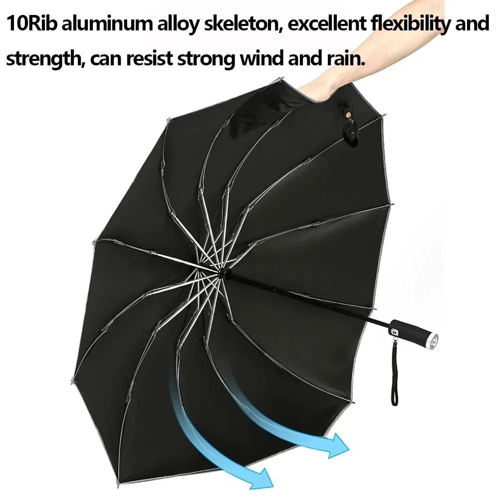 Big Umbrella Windproof Strong With Reflective Stripe Reverse Automatic Fold Umbrella UV Umbrella Insulation Portable Parasol