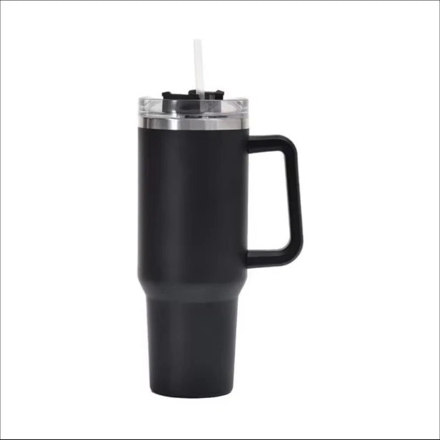 40oz 1200ML Hochwertiger isolierter Becher mit Griff, Strohhalm, doppelwandiger Thermobecher für unterwegs, Kaffeebecher, perfektes Geschenk