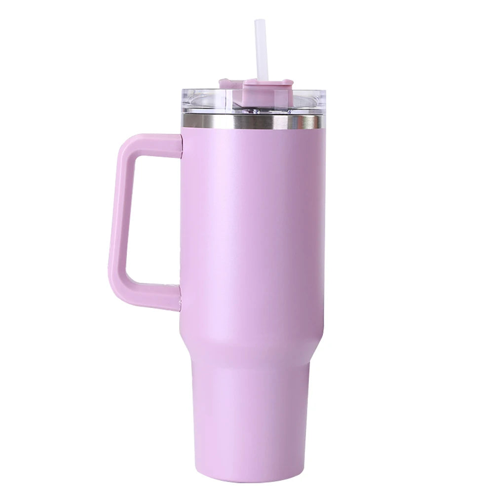 40oz Straw Insulated Tumbler with Handle Sports Water Bottle Stainless Steel Vacuum Thermal Insulated Mug for Women Men - Gabriel