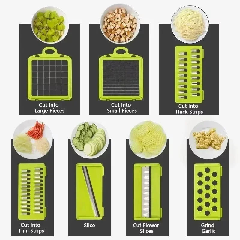 Multifunctional vegetable chopper 14/16 in one chopper handle food grate chopper kitchen vegetable slicer dicing machine cutting