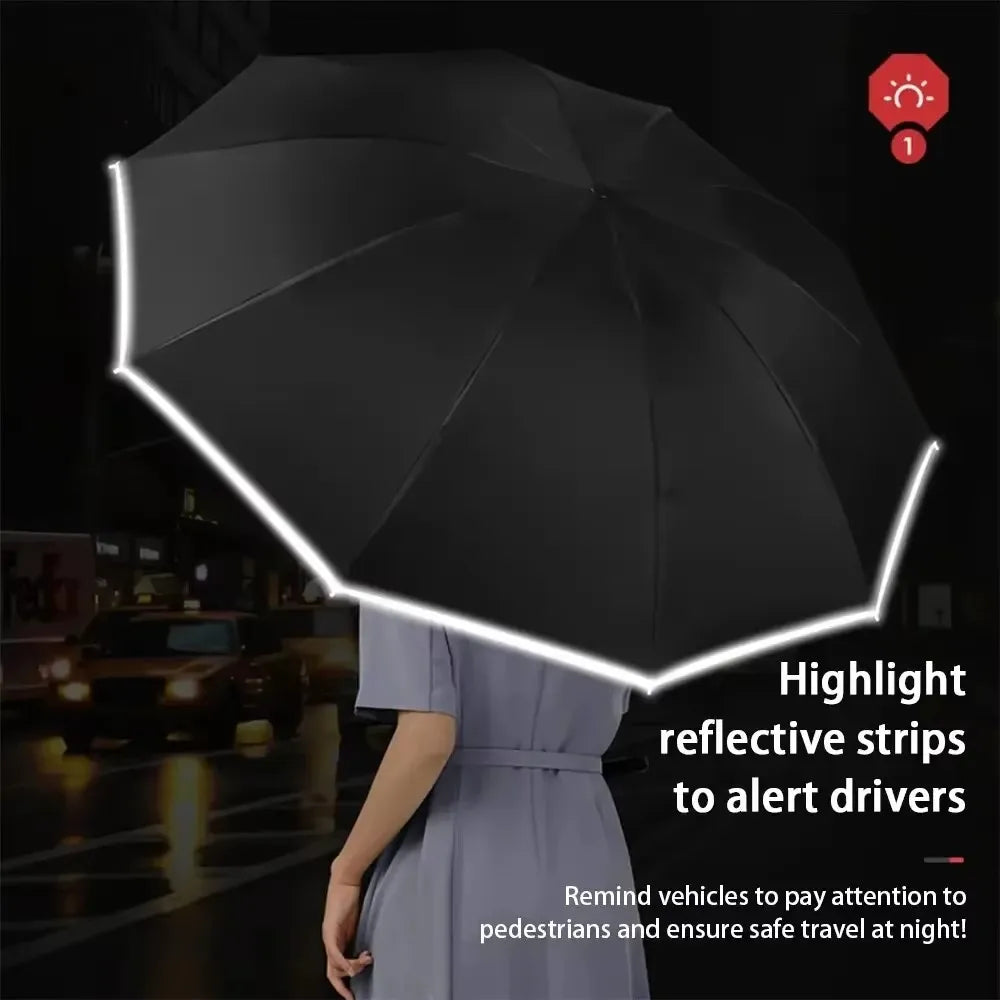 Big Umbrella Windproof Strong With Reflective Stripe Reverse Automatic Fold Umbrella UV Umbrella Insulation Portable Parasol