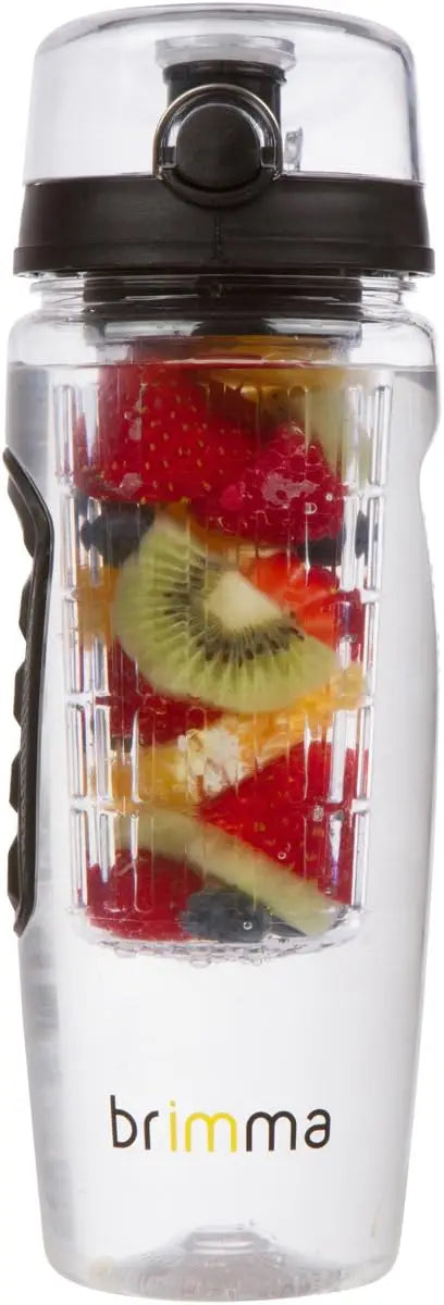 Wasserflasche mit Fruchtaufguss, 940 ml, groß, auslaufsicher, Kunststoff, Wasserflasche mit Fruchtaufguss, für Fitnessstudio, Camping und Reisen