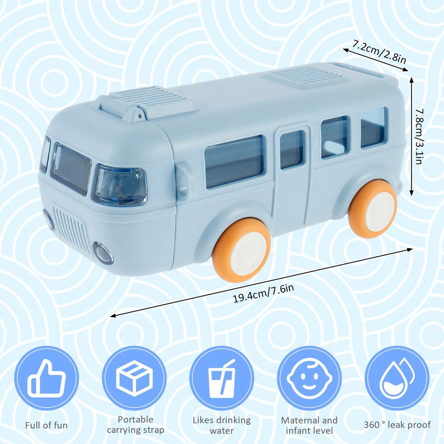 Wasserbecher mit Strohhalm fürs Auto, 500 ml, tragbare Bus-Wasserflasche mit Schultergurt, auslaufsicher, kleiner quadratischer Trinkbecher für Kinder, süßer Wasserkrug