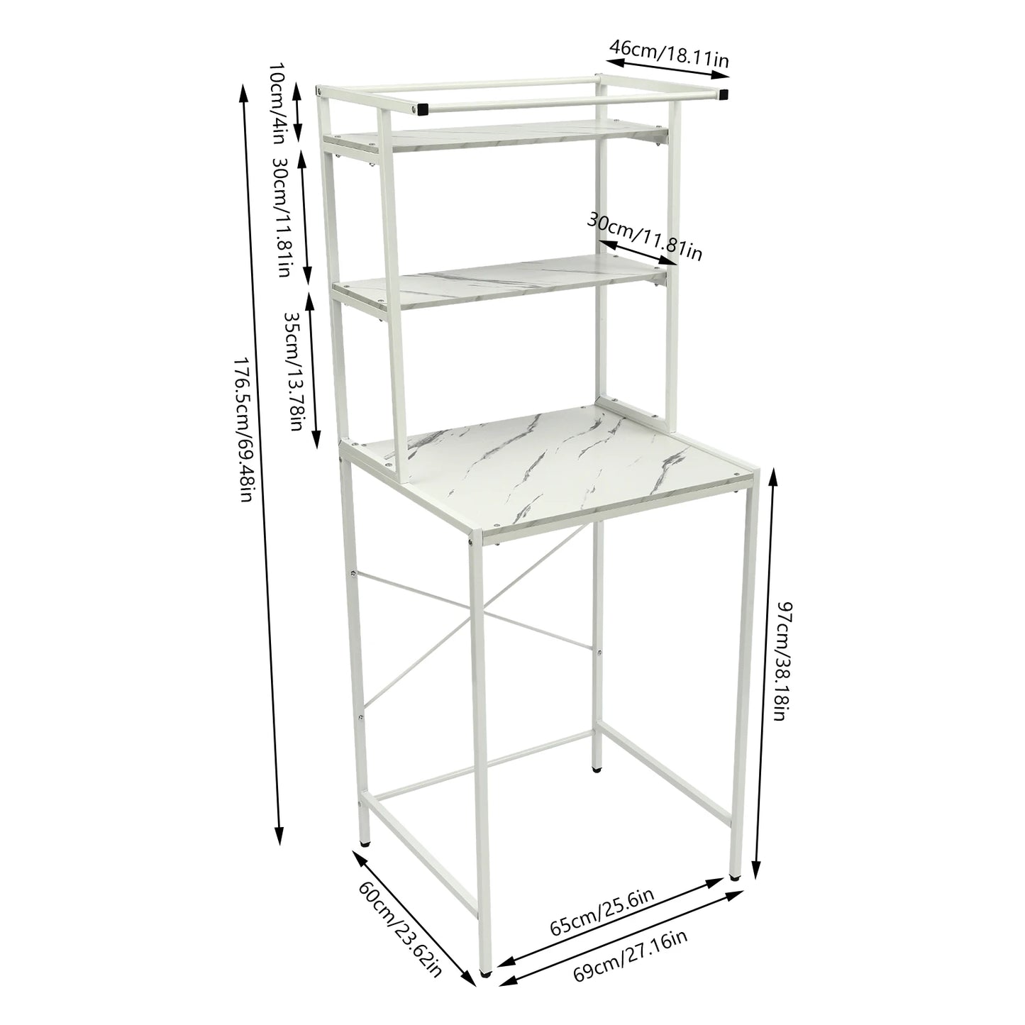 3 Tier Washer and Dryer Storage Shelf,  Bathroom Space Saving Organizer Rack, Space Saver Standing Rack Multicolor