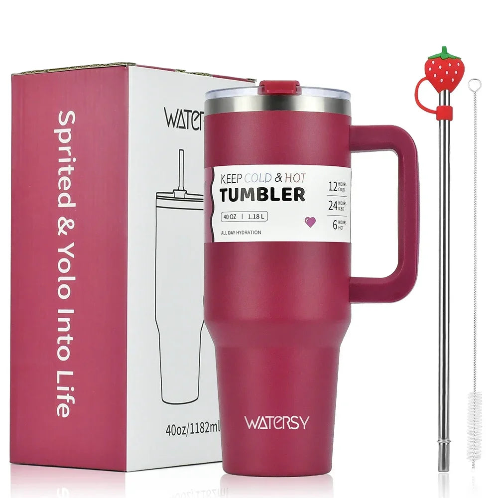 40oz Edelstahl-Thermobecher, großes Fassungsvermögen, Becher mit Griff, isolierte Kaffeetasse für Büro und Zuhause, isolierte Geschenktasse