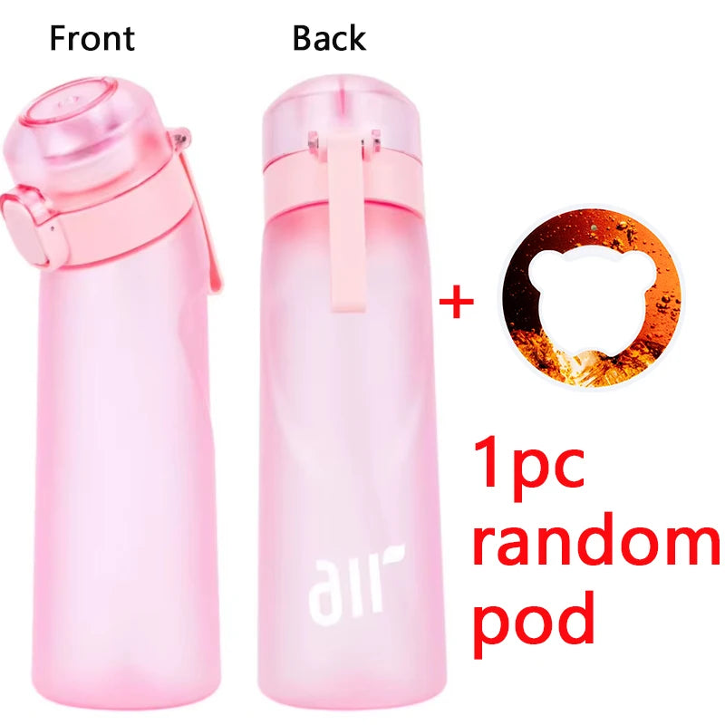 1pc Air Water Bottle With 1pc Random Flavor Pod Sports Fashion Straw Plastic Cup Leak Proof for Outdoor Sports Fitness