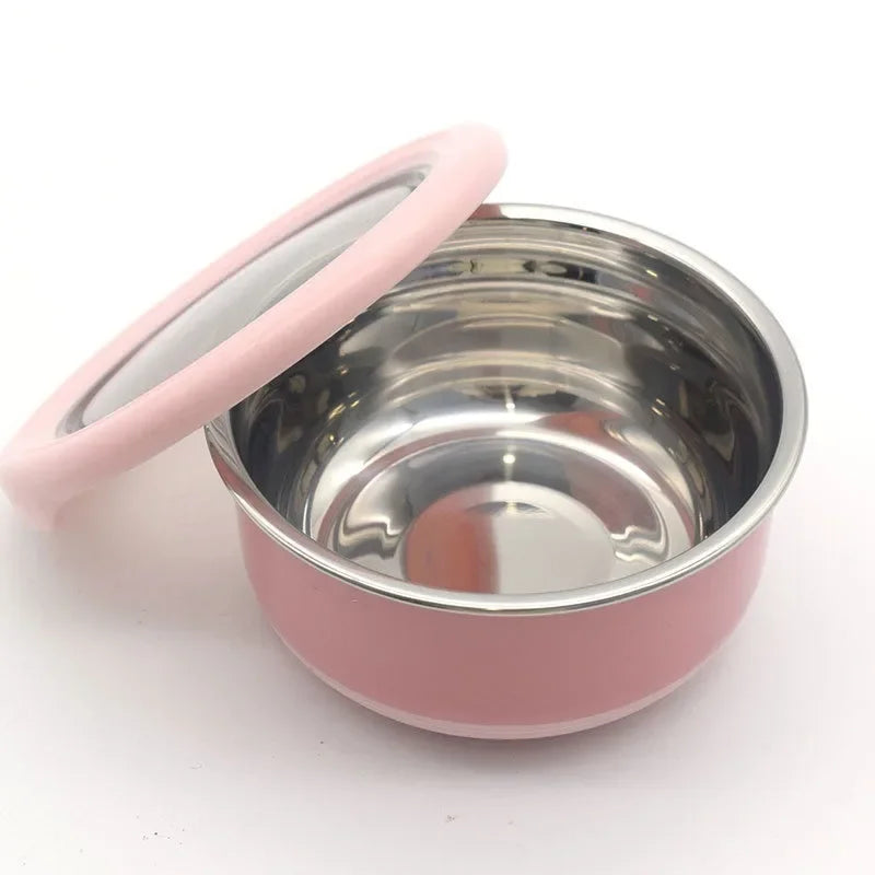 Fresh-keeping Box Stainless Steel Food Sealing Bowl Anti-scalding Lunch Box with Lid Kitchen Food Sealing Bowl Fresh-keeping Box