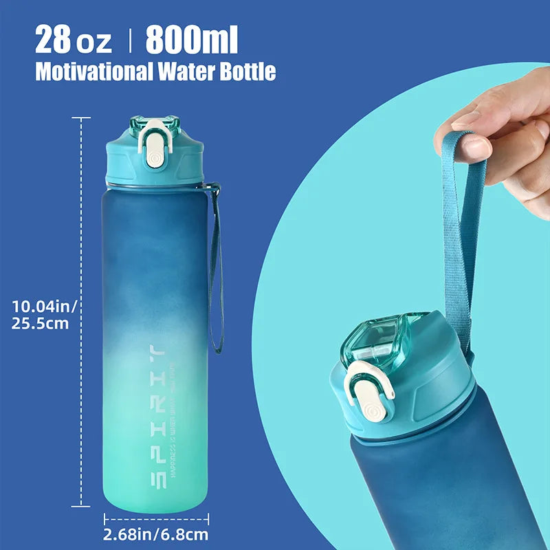 1PCS 800ML Large Capacity Sports Water Bottle Leak Proof Colorful Plastic Cup Drinking Outdoor Travel Portable Gym Fitness Jugs