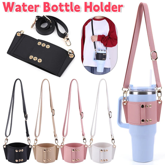 PU Water Bottle Carrier Bag Travel Essential Water Bottle Sling Bag with Adjustable Shoulder Strap for Stanley Cup Accessories