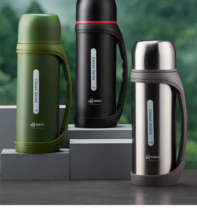 GIANXI 1.2L Large Capacity Kettle Outdoor Camping Thermos Outdoor Travel Coffee Thermos Portable Vacuum Cup