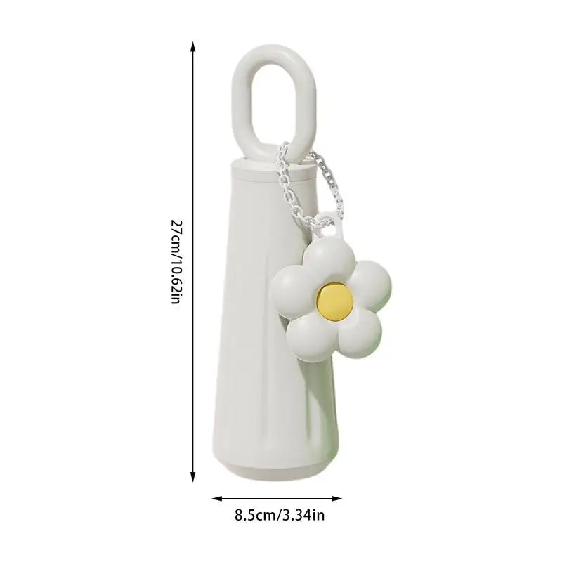 Vacuum Water Bottle Leak Proof Travel Thermal Mug With Handle Portable 450ml Drinking Bottle Colored Drinking Cup With Flower