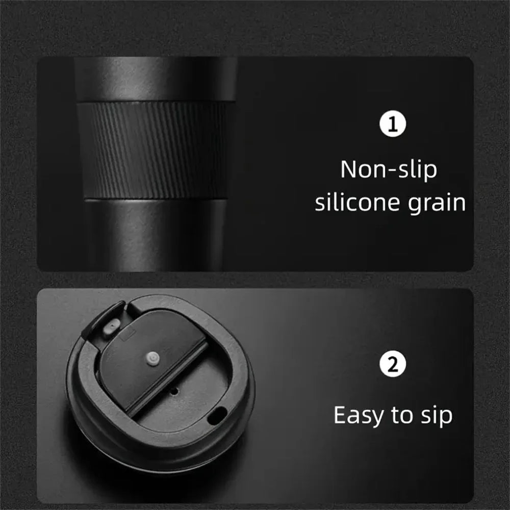 Stainless Steel Insulated Cup 12.85/17.25oz Double-layer Leak-Proof Travel Mug For Outdoor Sports Car Use Portable Vacuum Bottle