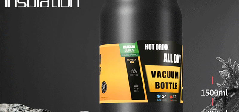 1.5L Stainless Steel Thermo Bottle Large Capacity Thermo Water Portable Vacuum Mug Thermos 1500ml Insulated Cup Tumbler