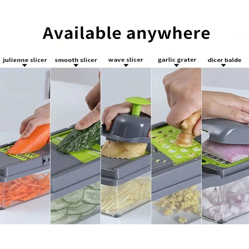 Multifunctional vegetable chopper 14/16 in one chopper handle food grate chopper kitchen vegetable slicer dicing machine cutting