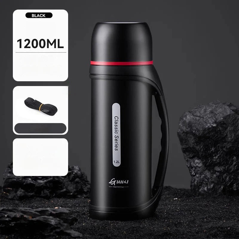 GIANXI 1.2L Large Capacity Kettle Outdoor Camping Thermos Outdoor Travel Coffee Thermos Portable Vacuum Cup