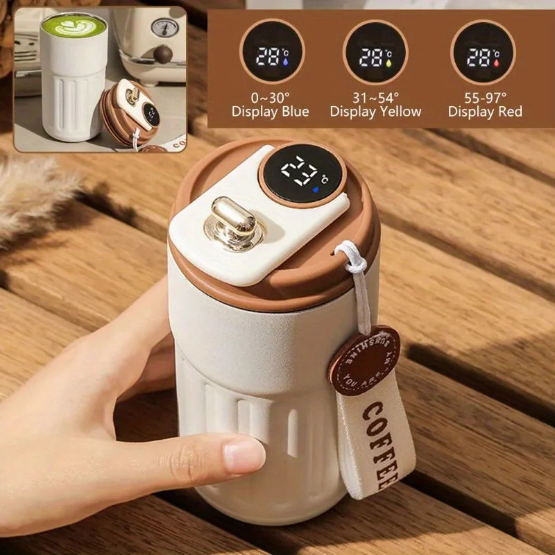 410 ml Edelstahl Smart LED Wasserflasche Temperaturanzeige Isolierbecher Tragbarer Becher für Kaffeegetränke Vakuumflasche