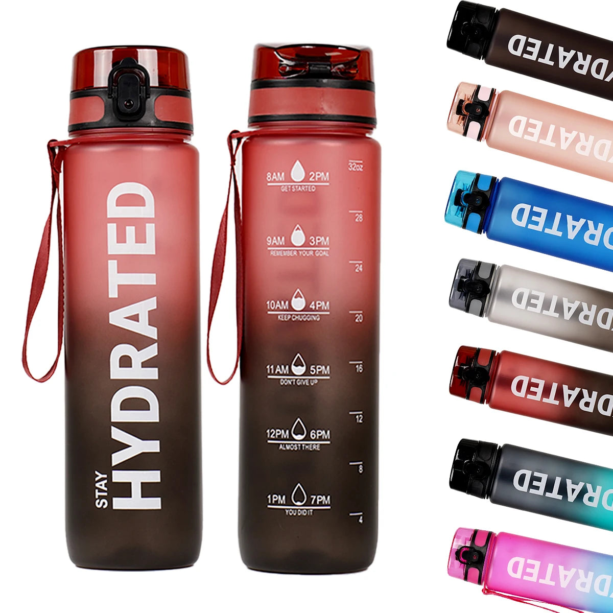 Water Bottle 7 colors 32oz Leak Proof Colorful Plastic Travel drinkware Large Capacity Water Jugs Drinking for Outdoor Hiking