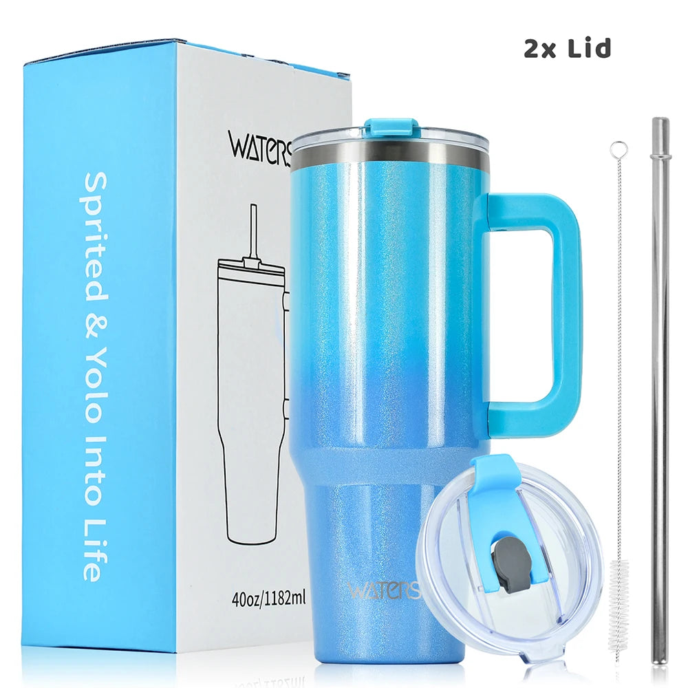 40oz Large Capacity Tumbler With Handle Stainless Steel Thermos Bottle Double Wall Vacuum Insulated Cup Portable Car Mug Gifts