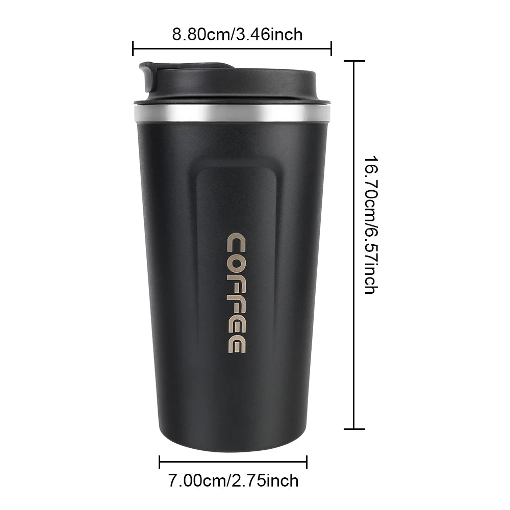 Thermo Cafe Coffee Mug Car Thermos Mug 380/510ML Leak_Proof Travel Thermo Cup for Tea Water Coffee Double Stainless Steel